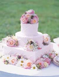 Flower-Studded Wedding Cake